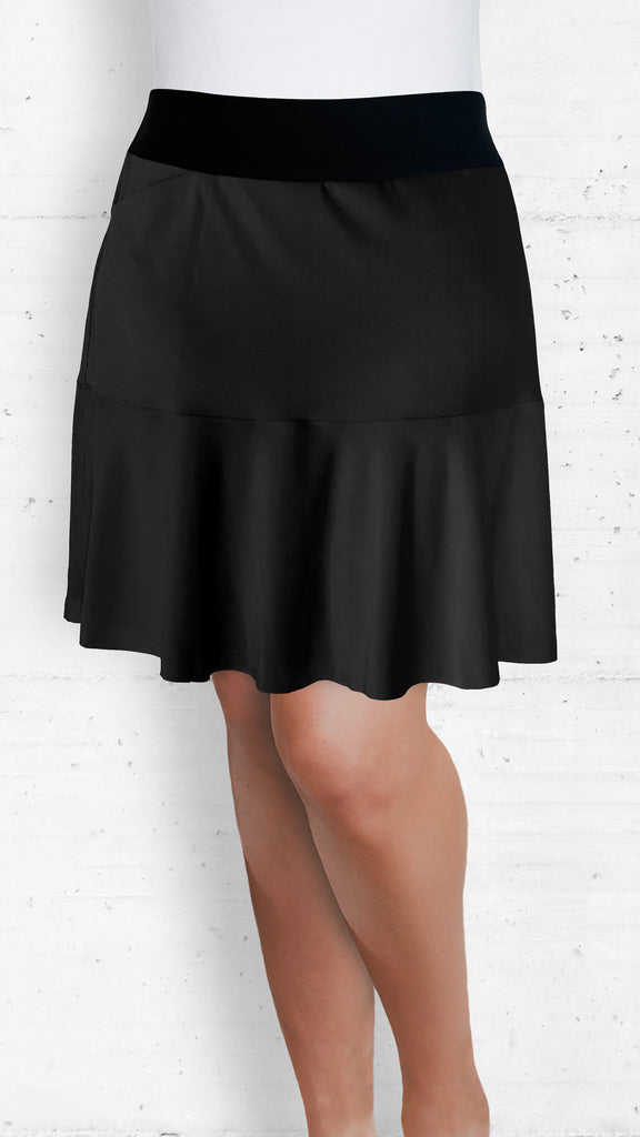 Black Skort with Lower Front and Back Flounce