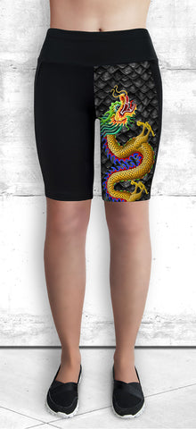 Dragon Boat Training Shorts with Gold Dragon with Pocket