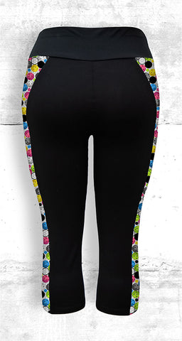 Capri leggings with pickleball side panels - back view