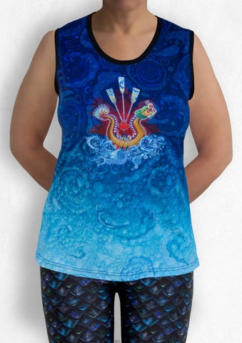 Sleeveless Top with Dragon Boat & Maple Leaf (STM-9010)