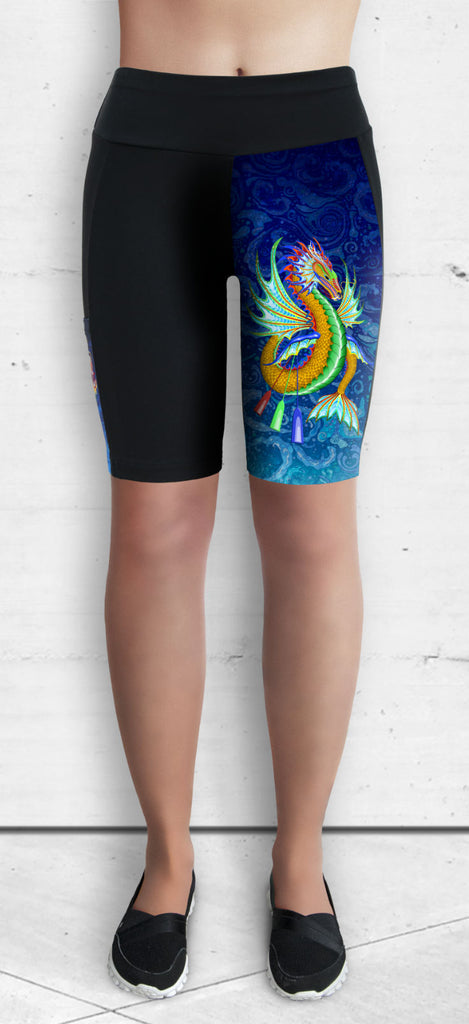 Dragon Boat Training Shorts with Gold & Green Water Dragon