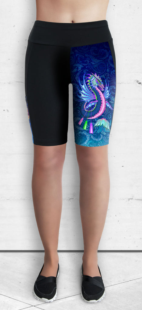 Dragon Boat Training Shorts with Blue & Pink Water Dragon