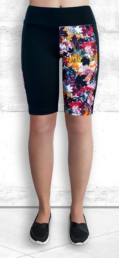 9" Shorts with Autumn Maple Leaves Print